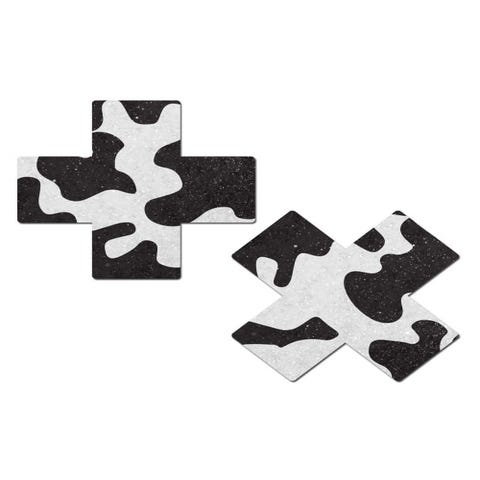 Caches-Seins Croix Vache Noirs & Blancs