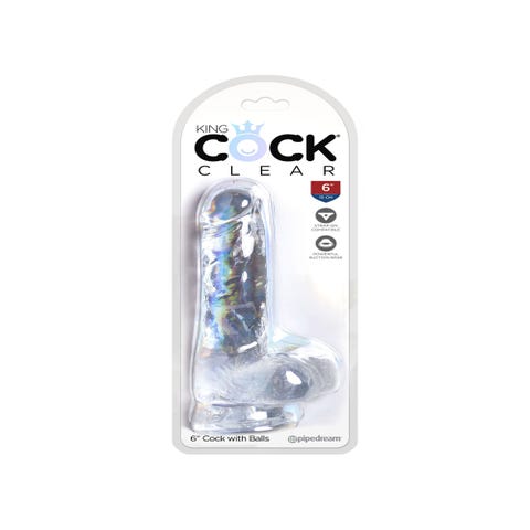 Dildo avec Testicules 15,2 cm King Cock Clear