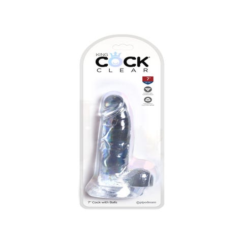 Dildo avec Testicules 17,8 cm King Cock Clear