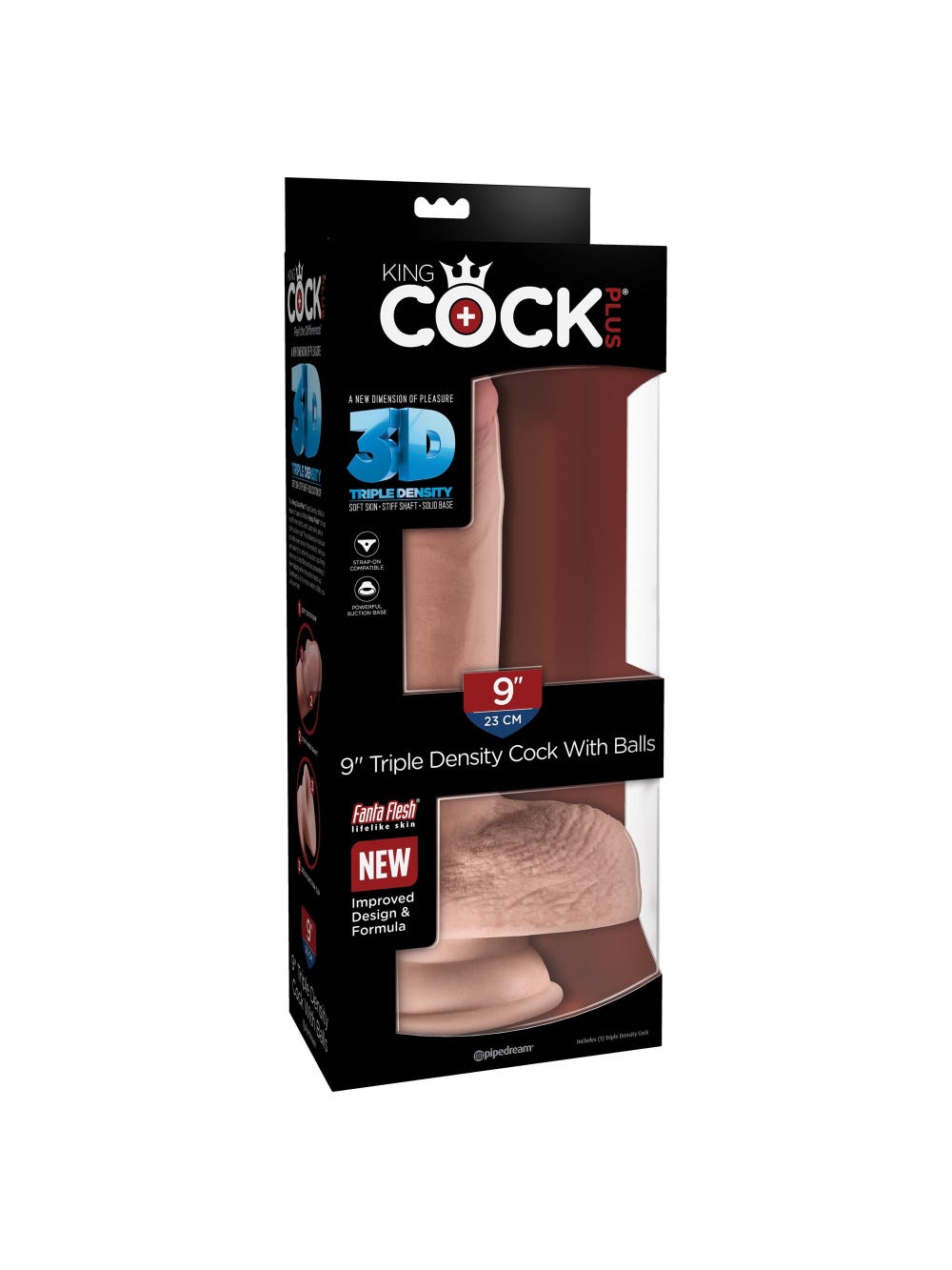 Dildo avec Testicules 22,9 cm Triple Density King Cock Plus 3D