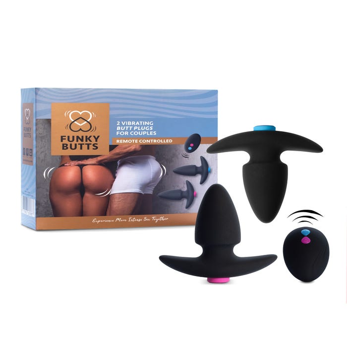Kit de 2 Plugs Anal Vibrants Télécommandés pour Couple FunkyButts
