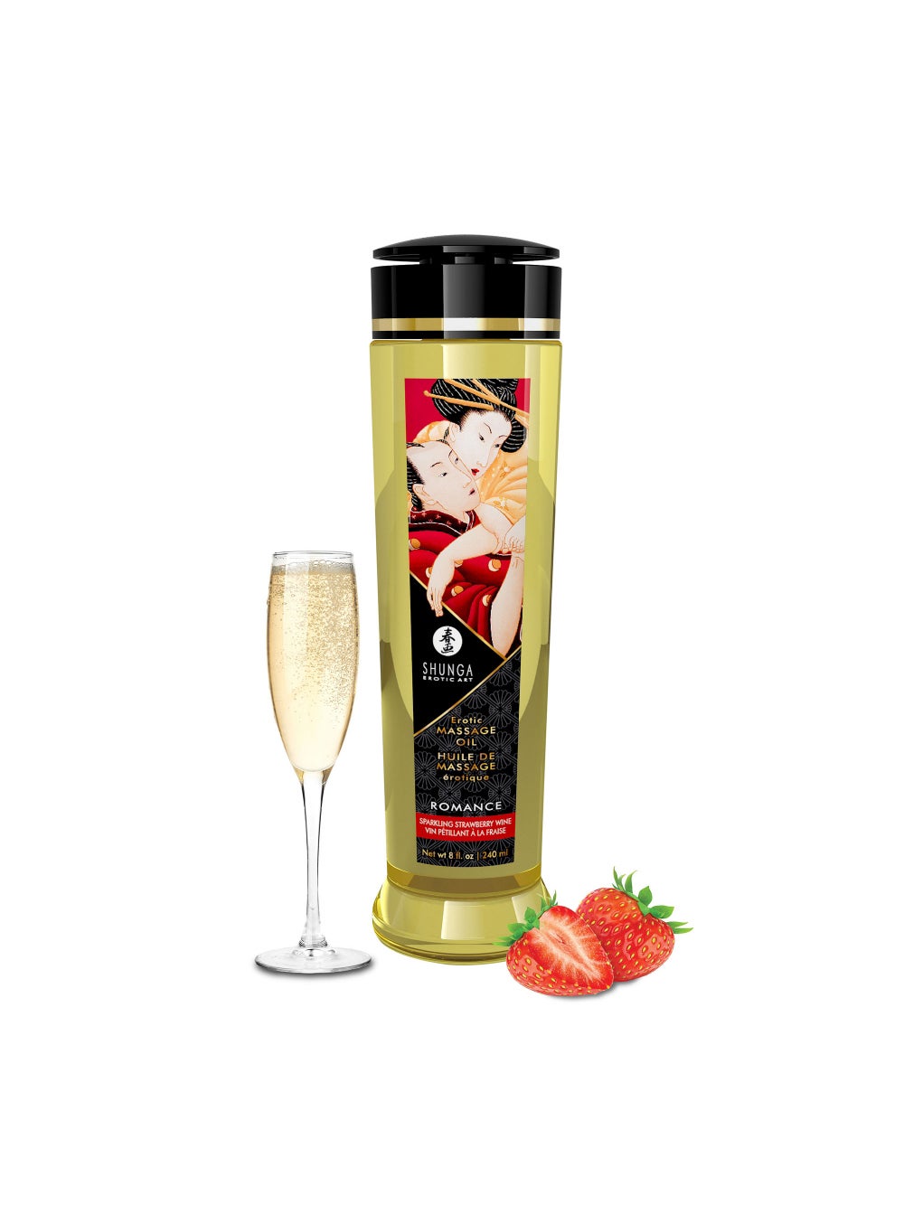 Huile de massage érotique Vin pétillant à la fraise Shunga 240 ml 2