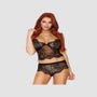 Ensemble 2 Pièces 86798 Top & Shorty Dentelle Noir
