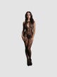 Combinaison Ouverte DES023 Dentelle Florale Noire