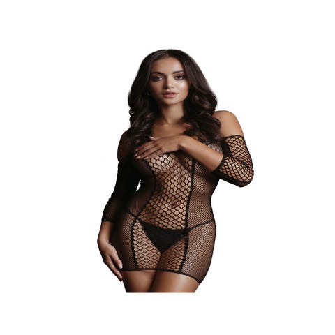 Robe Épaules Nues & Résille Noire