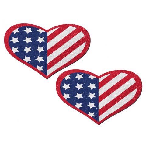 Caches-Seins Coeur Drapeau Américain