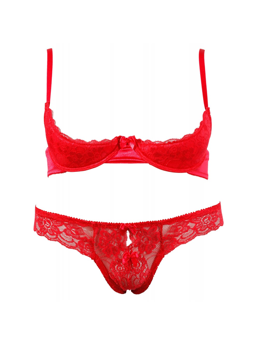 Ensemble 2 Pièces Dentelle Rouge 3