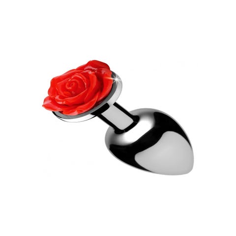 Plug Anal Métal Bijou Red Rose Large
