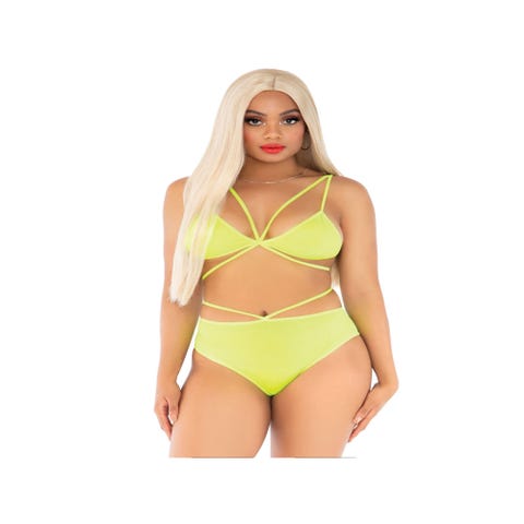 Ensemble 2 Pièces 81602 Lanières Jaune Fluo