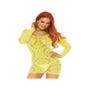 Robe 86794 Manches Longues & Dentelle Jaune Fluo