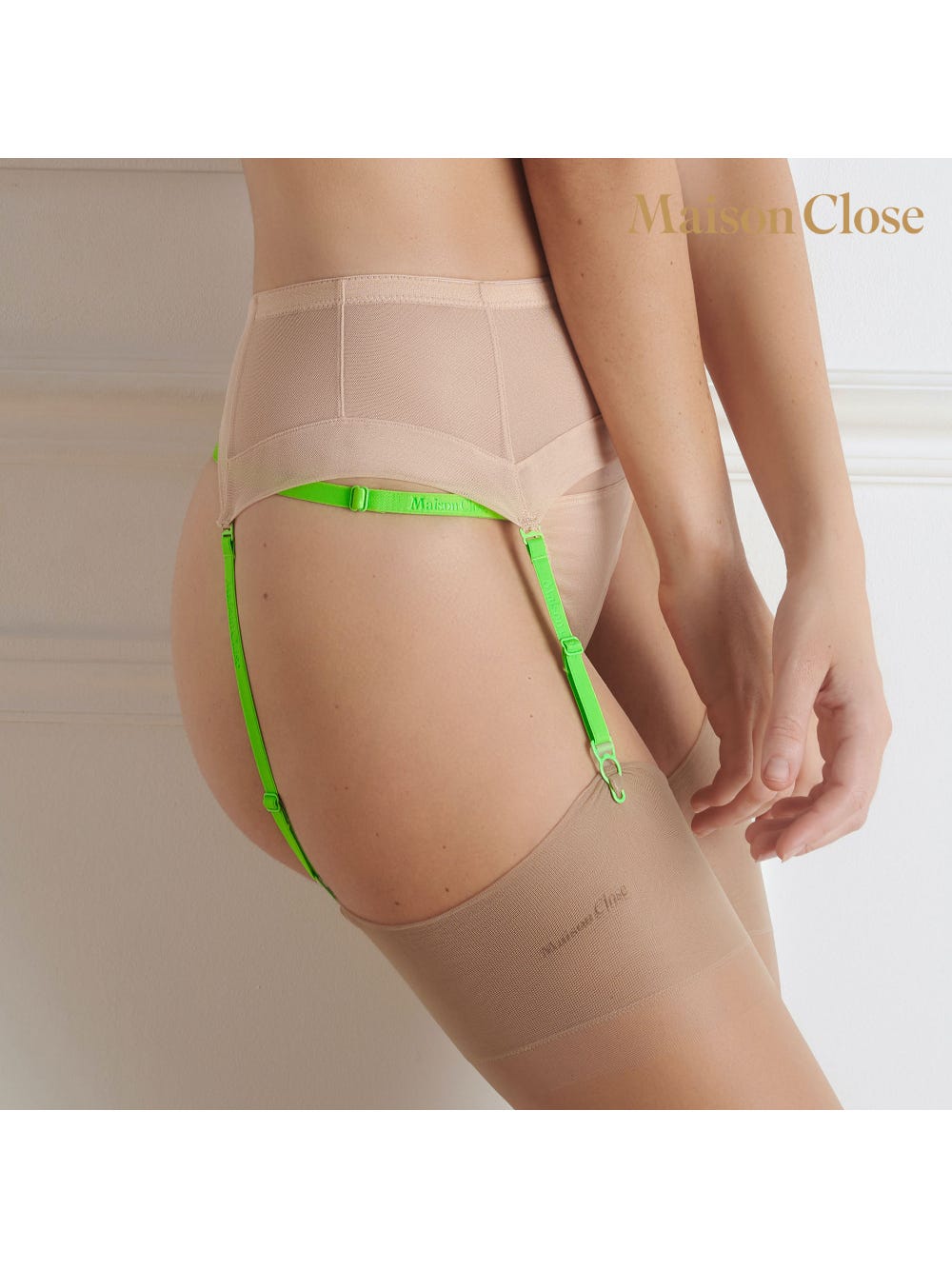 Porte-Jarretelles Corps à Corps Chair & Vert Fluo main product photo