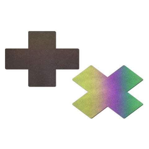 Caches-Tétons Réfléchissant Croix Noire
