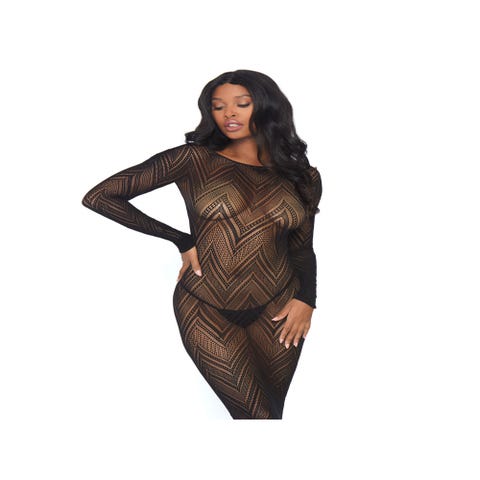 Robe Longue Manches Longues & Résille Noire