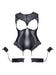 Body Ouvert Effet Cuir & Dentelle Avec Jarretelles Menottes