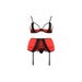 Ensemble 3 Pièces Porte-Jartelles Femmina Devil Collection Rouge Satiné