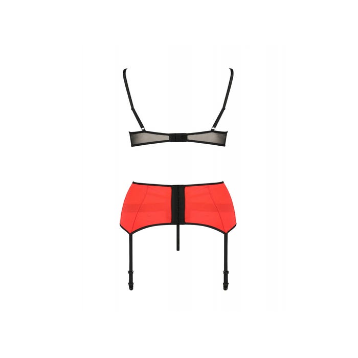 Ensemble 3 Pièces Porte-Jartelles Femmina Devil Collection Rouge Satiné