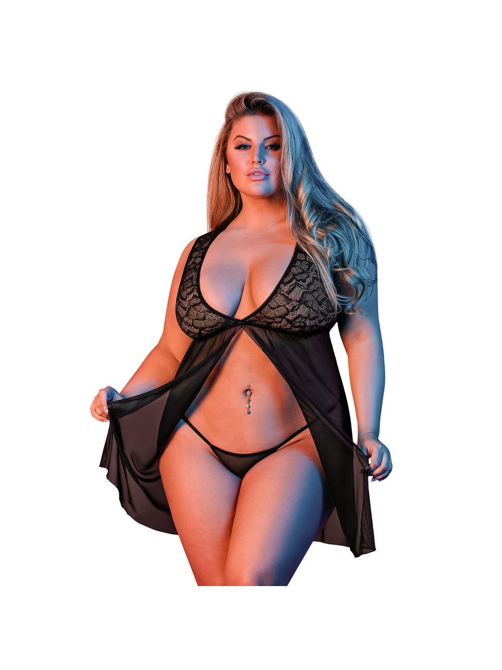 Nuisette Babydoll Ouverte Dentelle Noire GT