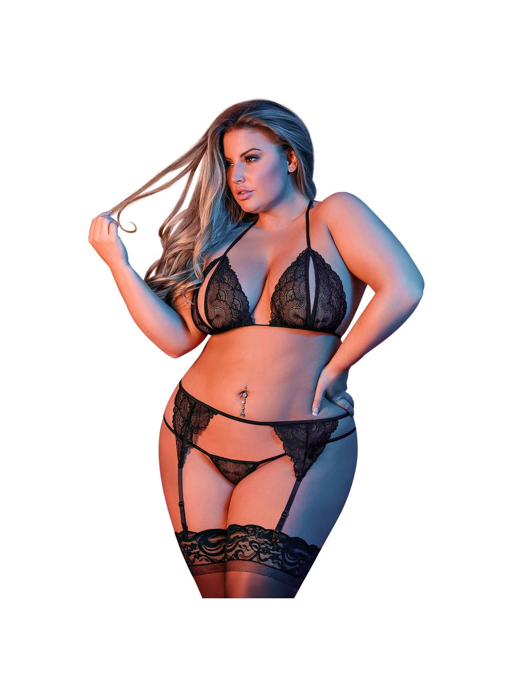 Ensemble Peek-A-Boo 3 Pièces Dentelle Noir GT main product photo