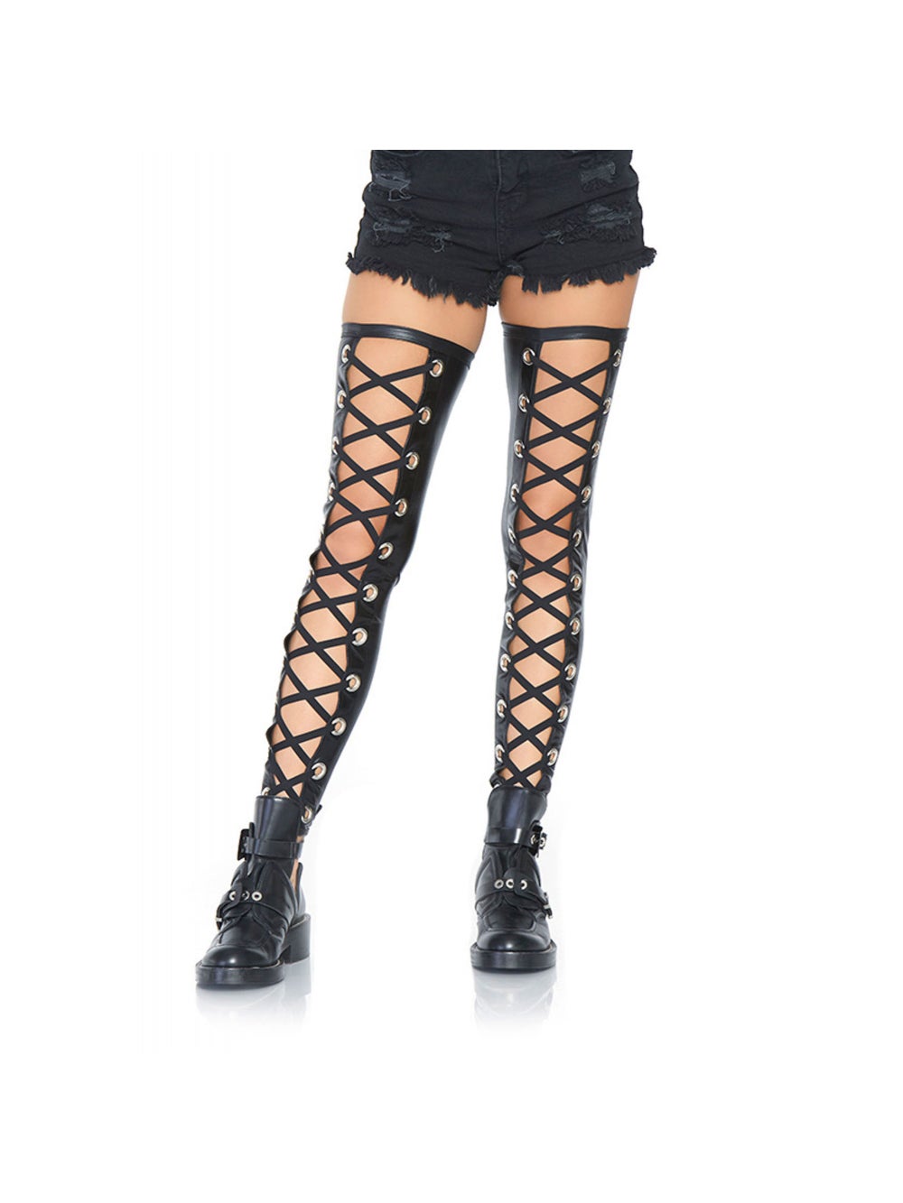 Bas Mi-Cuisse 6914 Wetlook Oeillets & Laçages Noirs