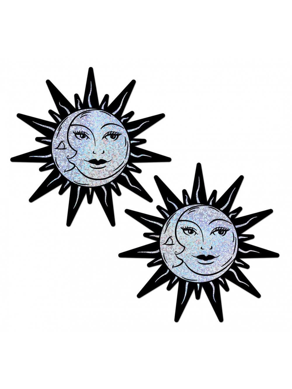 Caches-Tétons Soleil & Lune Argenté