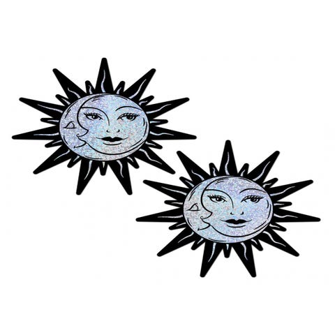 Caches-Tétons Soleil & Lune Argenté