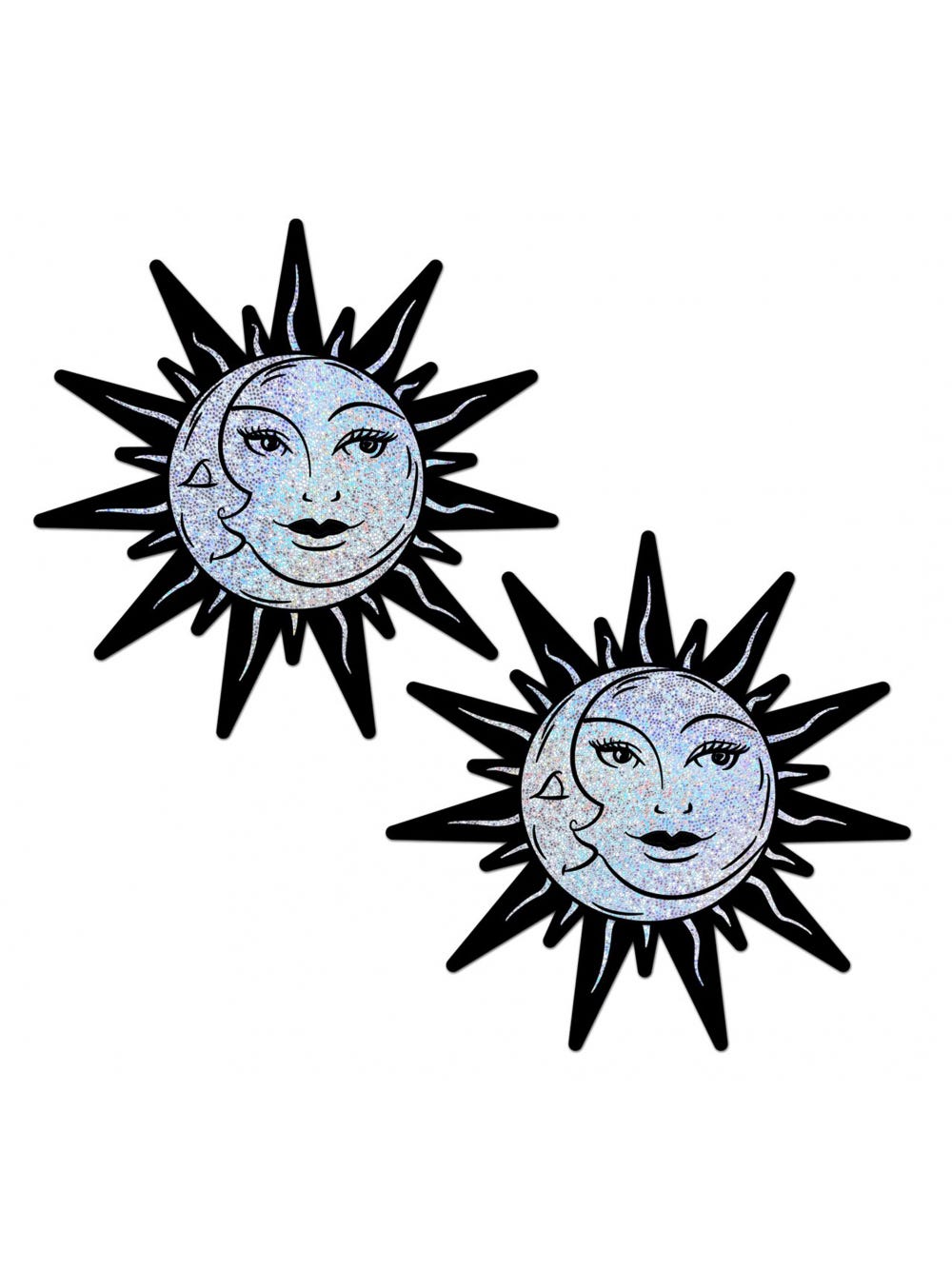 Caches-Tétons Soleil & Lune Argenté main product photo