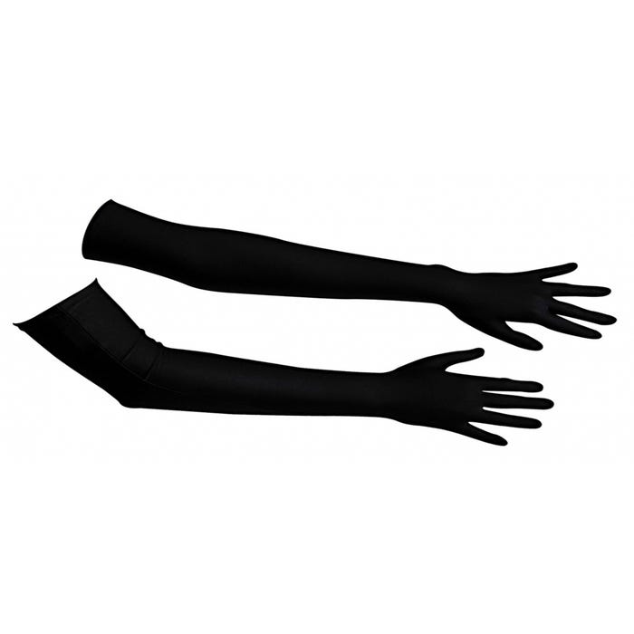 Gants Longs Satin Stretch Noirs