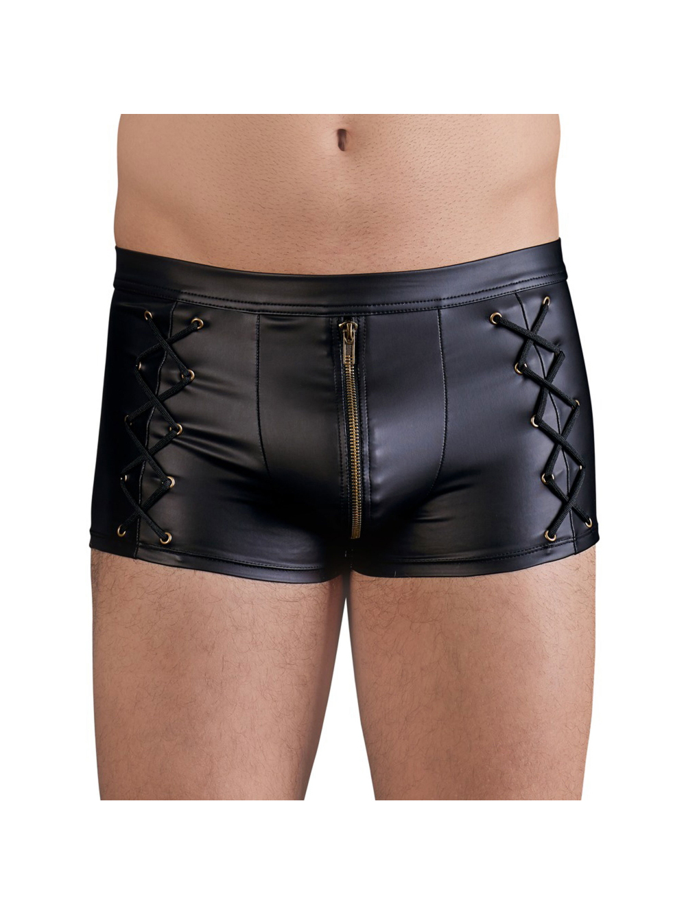 Boxer Effet Cuir Zip & Laçage Noir main product photo