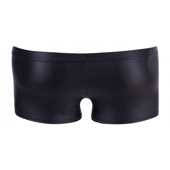 Boxer Effet Cuir Zip & Laçage Noir