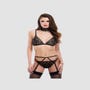 Ensemble Dentelle & Lanières 4 Pièces Noir
