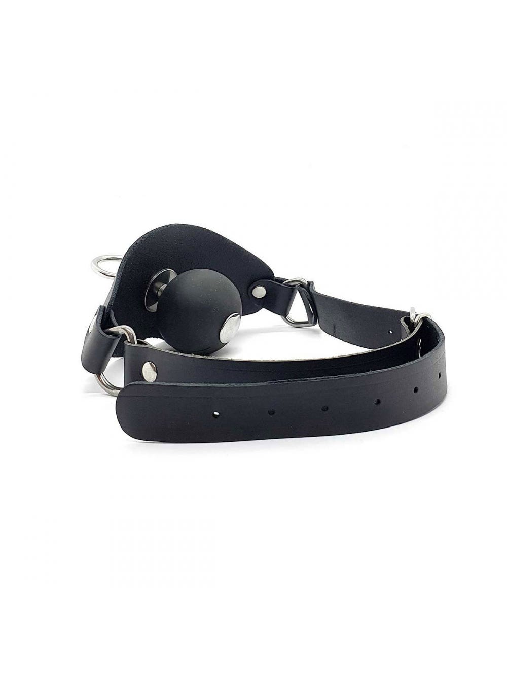 Bâillon boule et masque cuir et silicone Super main product photo