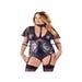 Body Ouvert Cuir & Dentelle Menotte Noir GT