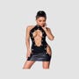 Robe Chaines & Oeillets Wetlook Noire