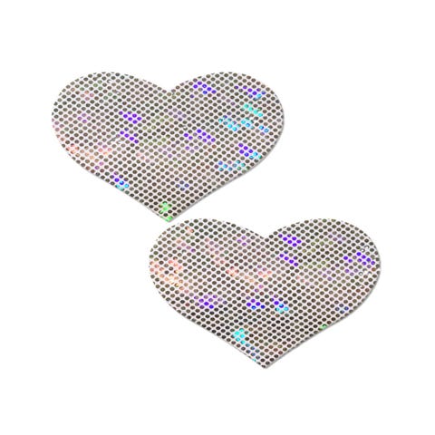 Caches-Tétons Cœur Disco Blanc