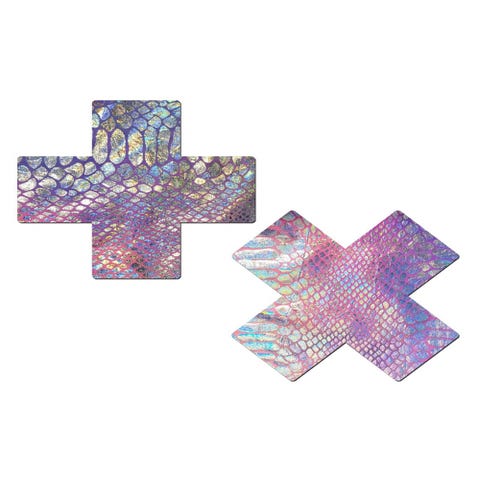 Caches-Tétons Plus X Peau de Serpent Argentés