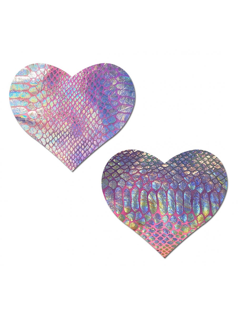 Caches-Tétons Coeur Peau de Serpent Argentés main product photo