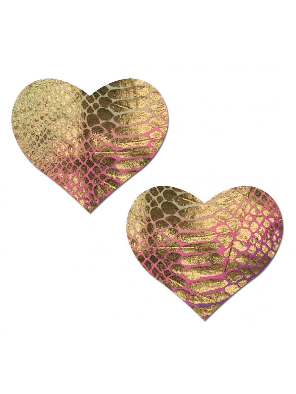 Caches-Tétons Coeur Peau de Serpent Or main product photo