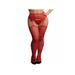 Collant Porte-Jarretelles DES040 Résille & Strass Rouge