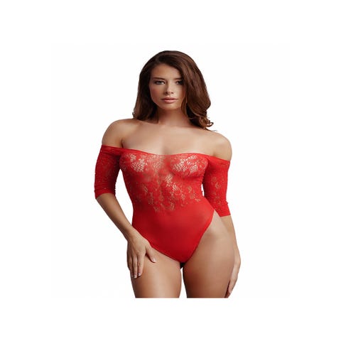Body Dentelle Florale & Strass Rouge