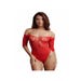 Body Ouvert DES034 Dentelle Florale & Strass Rouge
