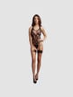 Body Ouvert & Jarretières DES038 Dentelle & Strass Noir