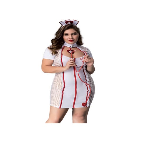 Costume 3 Pièces Infirmière Sexy Blanc & Rouge GT