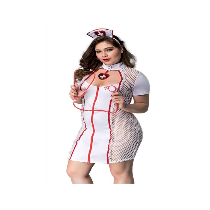 Costume 3 Pièces Infirmière Sexy Blanc & Rouge GT