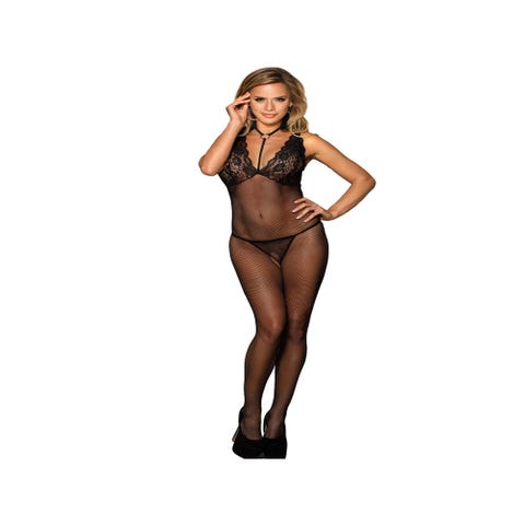 Combinaison Résille & Dentelle Noire 