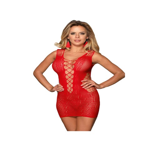 Robe Filet & Laçage Rouge