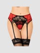 Porte-jarretelles dentelle et string P5123 rouge