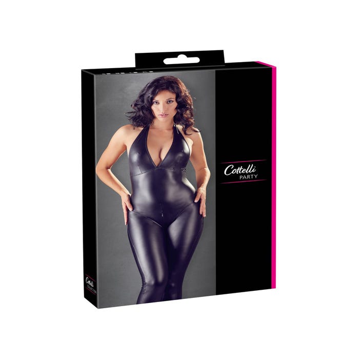 Combinaison Ouverte Zip & Wetlook Noire