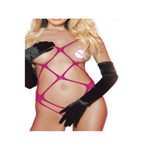 Body Ouvert Filet Seins Nus Rose