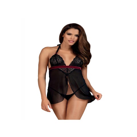 Nuisette Babydoll Rossita Noire & Bordeaux