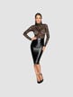 Robe Fuselée Mi-Longue Wetlook, Dentelle Noire